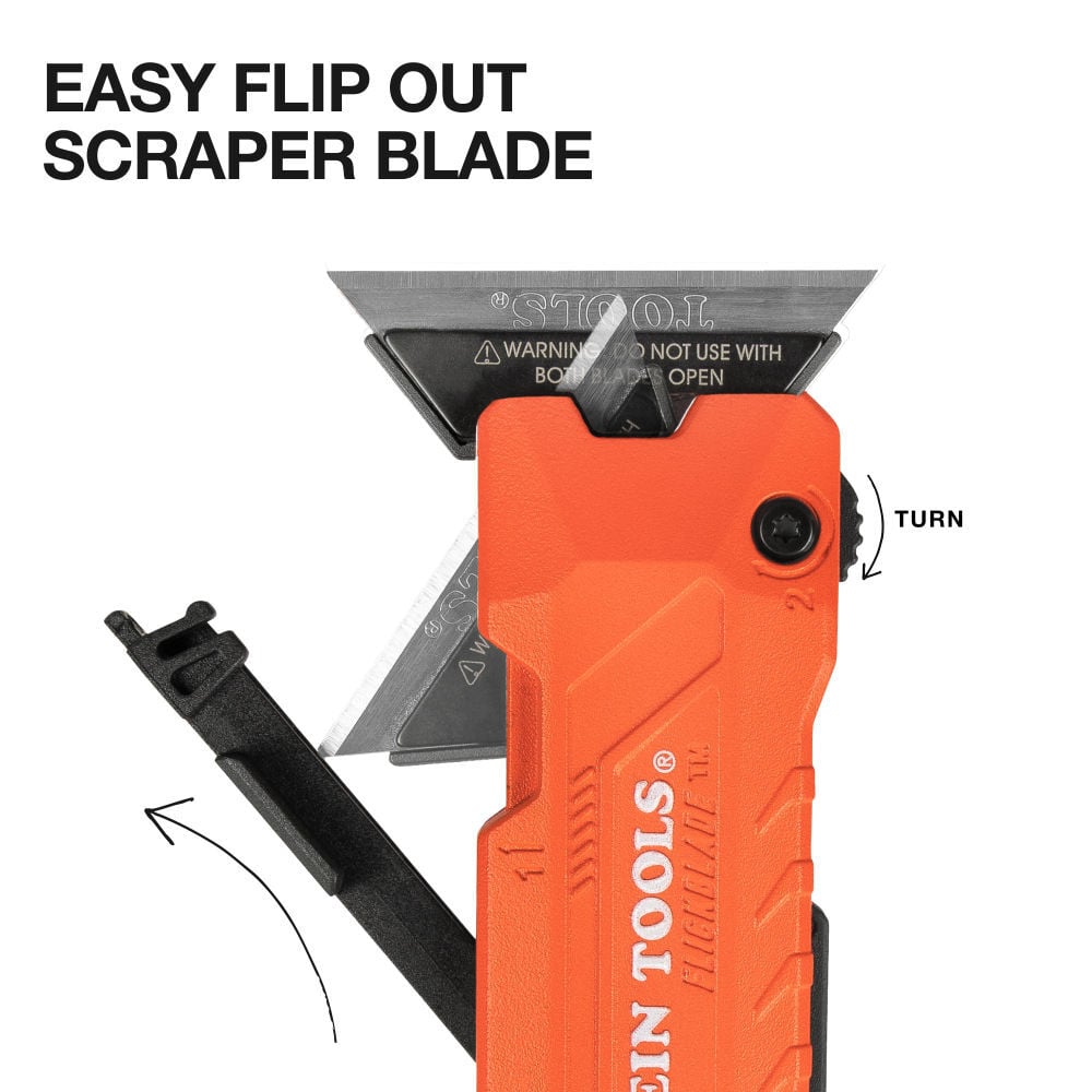 Klein Tools FLICKBLADE 2-in-1 Utility Knife / Scraper with Blade Storage, large image number 4