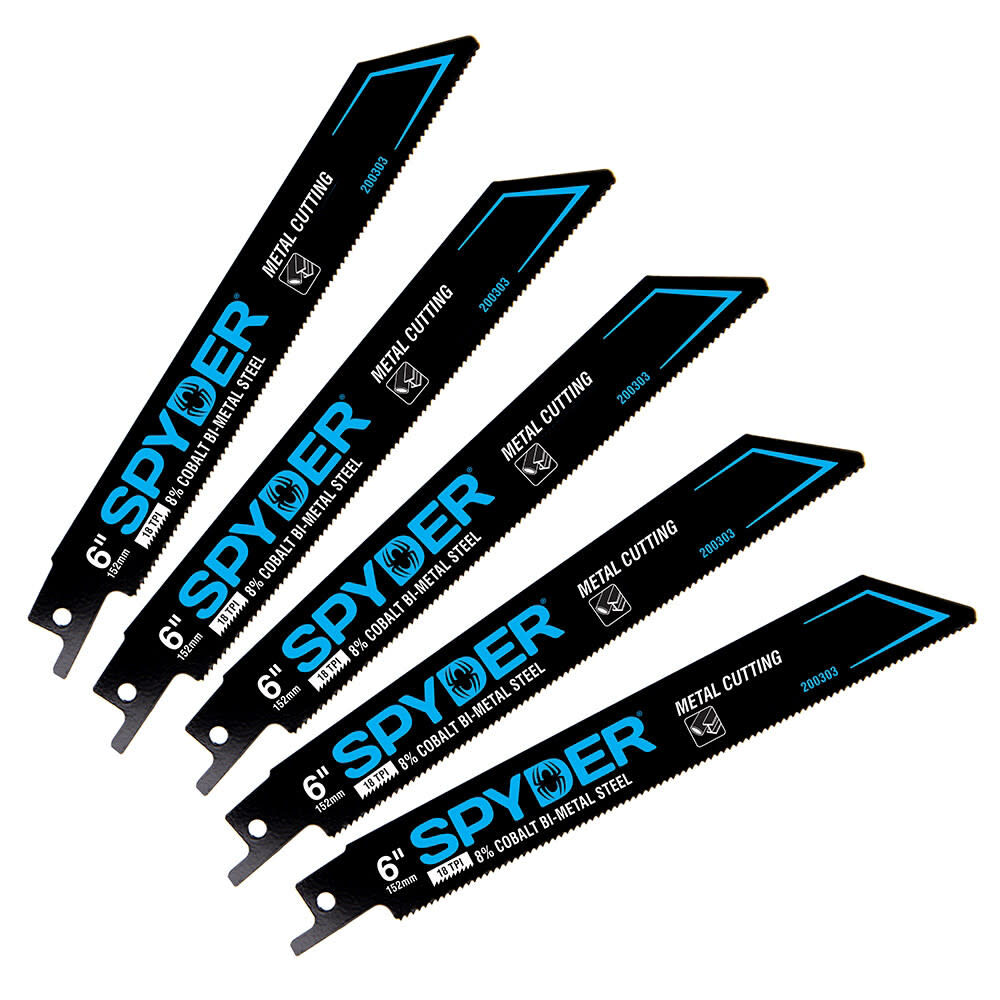 Spyder 6 Inch Reciprocating Blade, for Thin and Thick Metal, 18 TPI, 5 Pieces, large image number 1