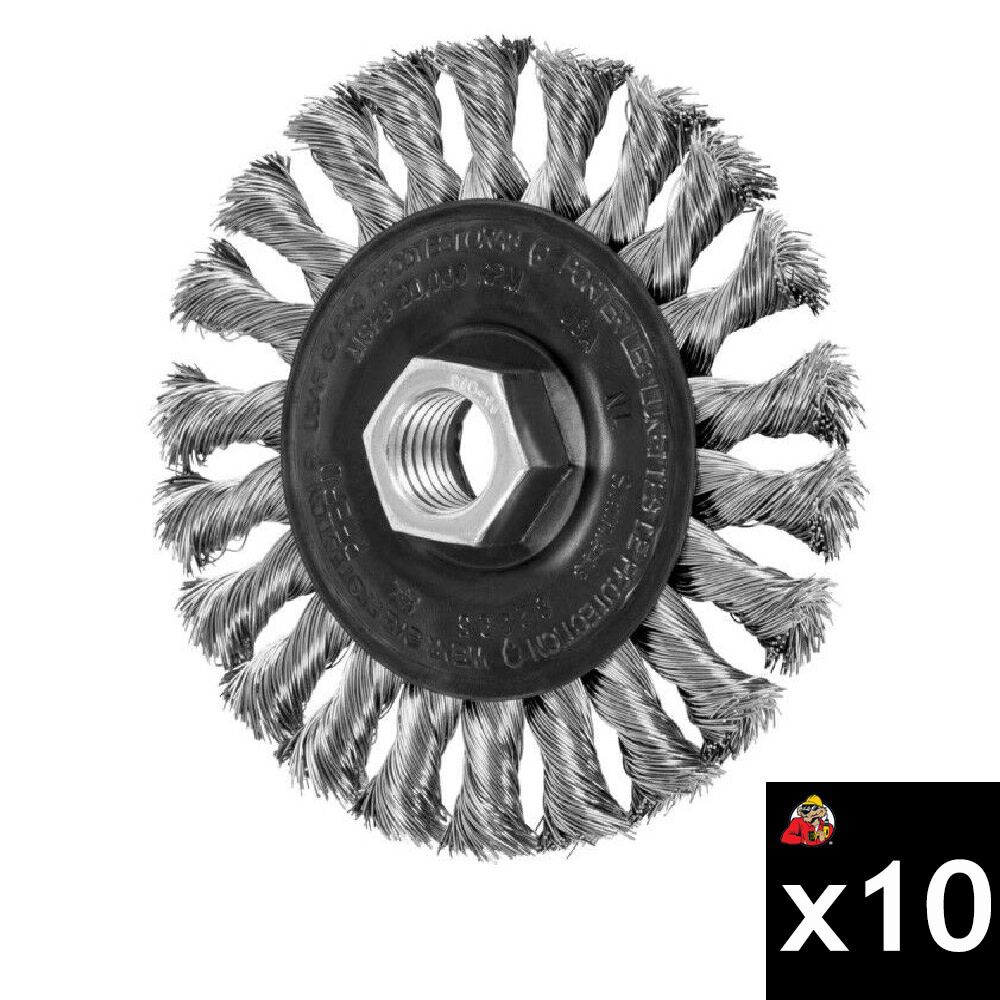 Pferd 4 Inch, 0.014 Inch Stainless Steel Full Cable Knot Wheel Brush Bundle, 10 Pieces, large image number 1