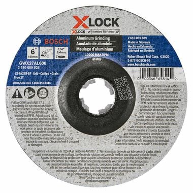 Bosch Metal Grinding Abrasive Wheel 6in x .1/4in X LOCK Arbor Type 27 24 Grit