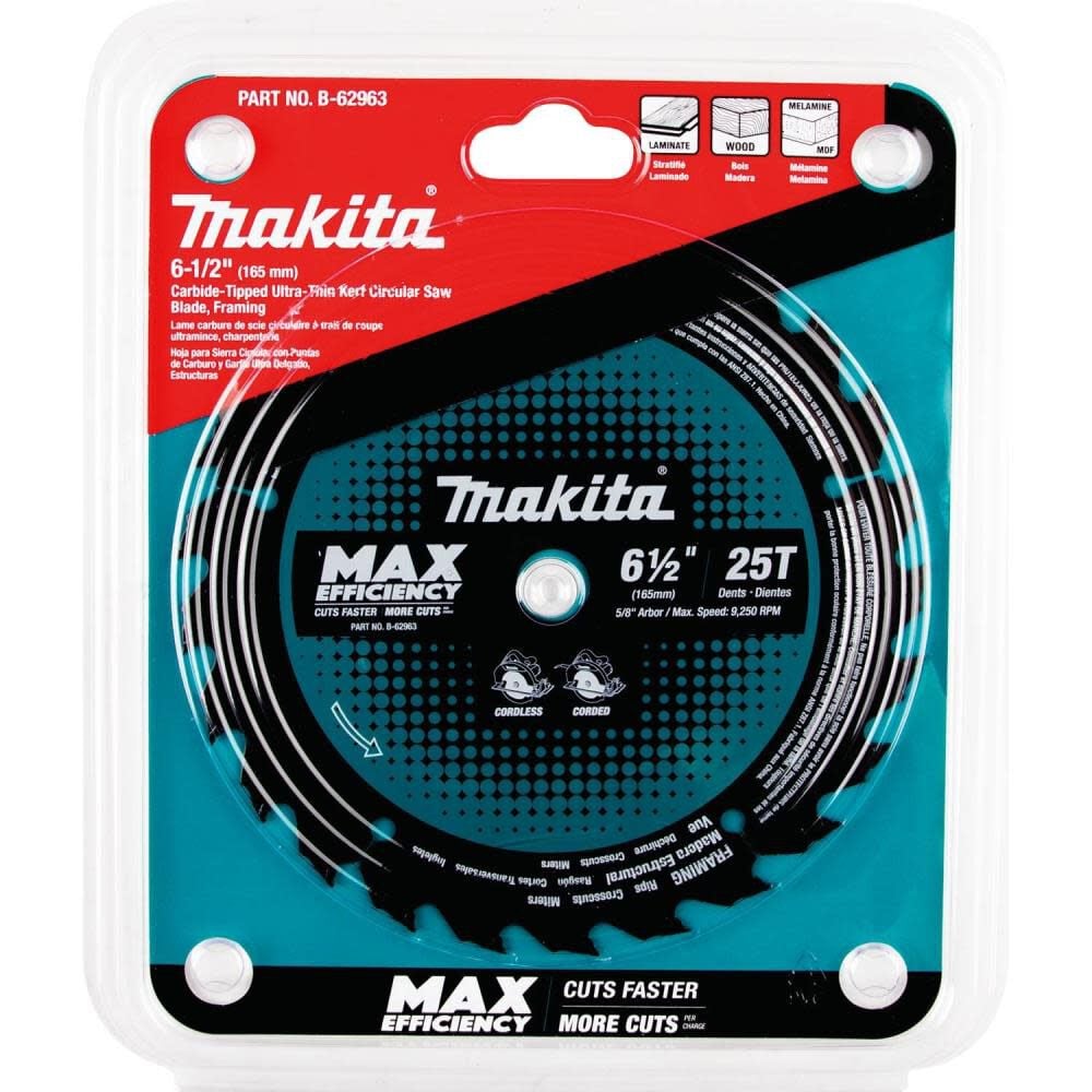 Makita 6 1 2in 25T Carbide Tipped Max Efficiency Circular Saw Blade Framing B 62963 Acme Tools