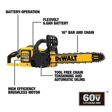 DEWALT FLEXVOLT 16 in Chainsaw 60V MAX Kit, large image number 5