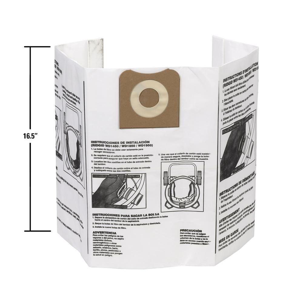 Ridgid VF3502 Size A High-Efficiency Disposable Filter Dust Bags, large image number 1