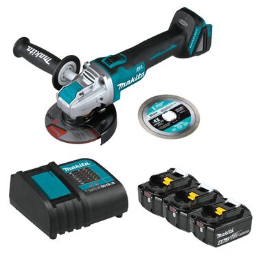Makita 18V LXT Lithium-Ion Battery and Charger Starter Pack 4 Ah with Bonus X-LOCK Grinder