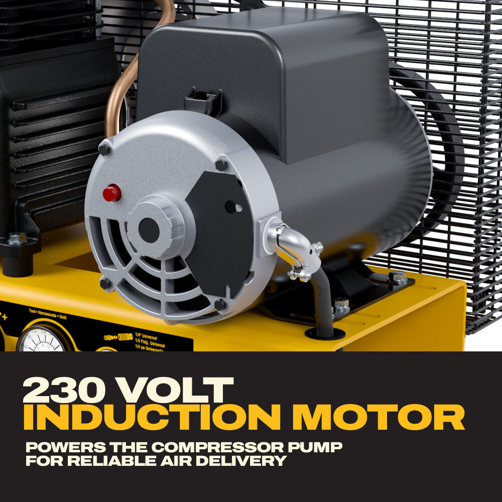 DEWALT 80-Gallon High-Flow 5 HP 155 PSI Cast Iron Oil-Lubricated Belt Drive Stationary Air Compressor, large image number 9