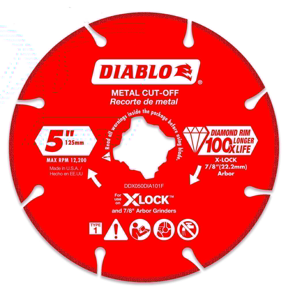 Diablo Tools X-LOCK 5 Inch Segmented Rim Diamond Cut-Off Disc for Metal – DDX050DIA101F