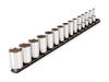Tekton 3/8 Inch Drive Semi-Deep 6 Point Sockets, Rail, 1/4 - 1 Inch, 15 Pieces, small image number 1