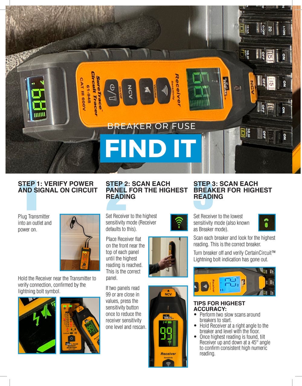Ideal Industries SureTrace Plus Circuit Tracer 0-600V AC/DC with Continuity Test, large image number 3