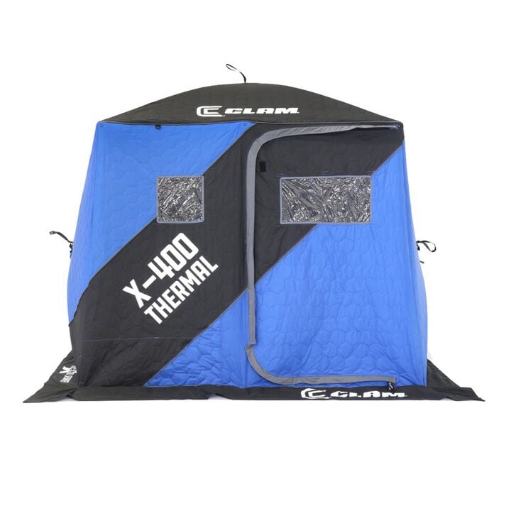 Clam Outdoors X-400 Thermal 64 Sq Ft 900 Denier Fabric 4 Sided Hub Shelter, large image number 1