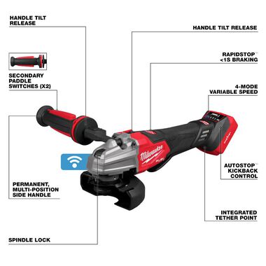 Milwaukee M18 FUEL 4-1/2 in / 5 in Dual-Trigger Braking Grinder (Bare Tool), large image number 2
