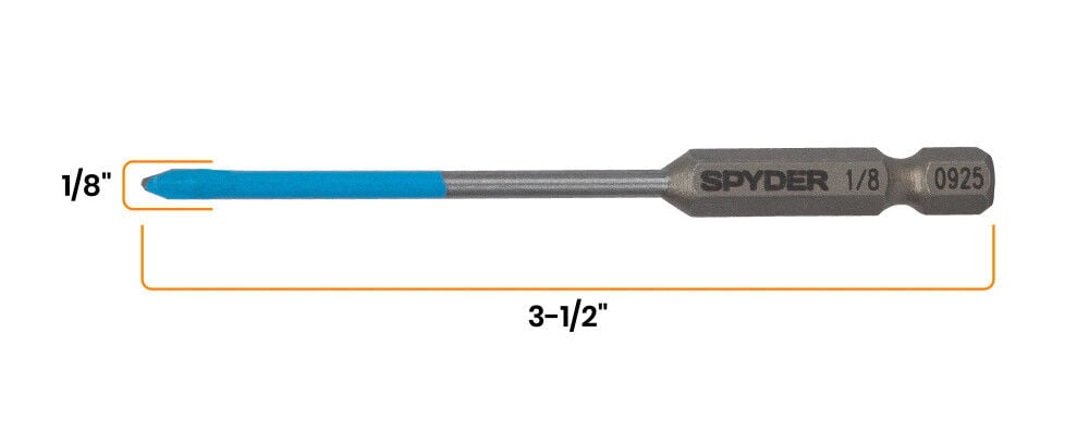 Spyder 1/8 Inch x 3.5 Inch Tile & Glass Drill Bit, Carbide-Tipped, large image number 6
