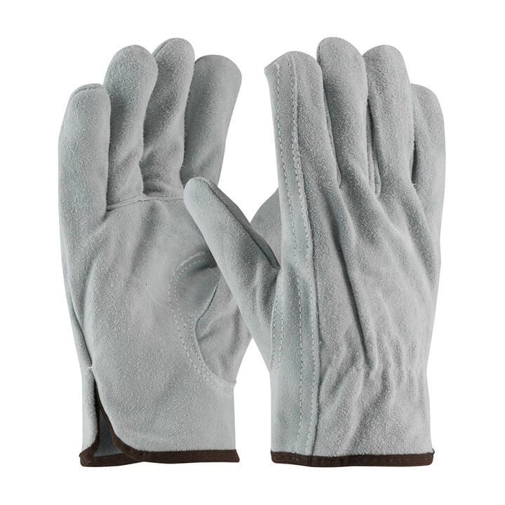 Protective Industrial Products Split Cowhide Leather Drivers Premium Grade Gray Keystone Thumb Small 12 Pairs