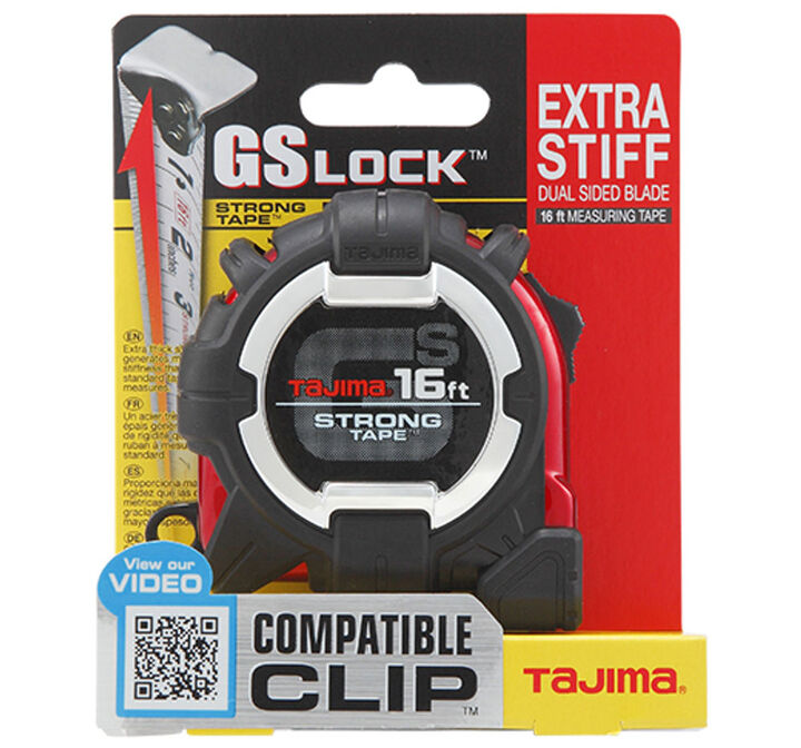 Tajima GS LOCK Measuring Tape 16' x 1in with Compatible Clip, large image number 1