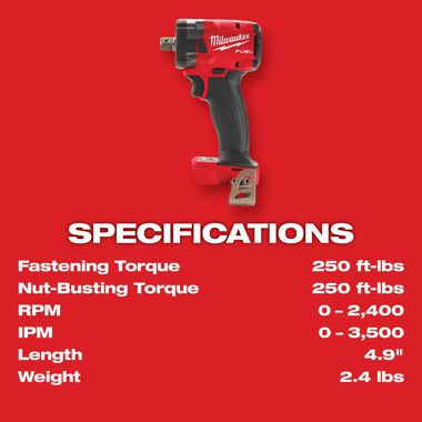 Milwaukee M18 FUEL 1/2 Compact Impact Wrench with Pin Detent, large image number 6
