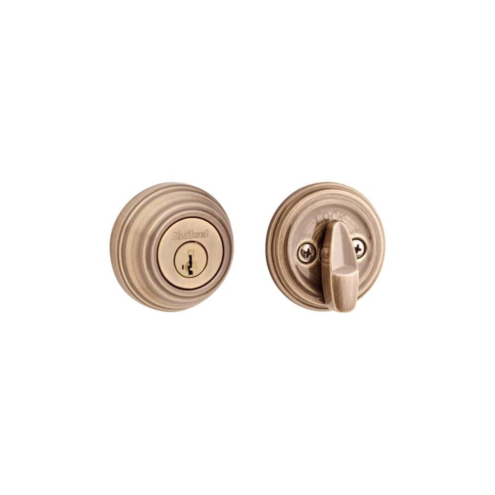 Kwikset Antique Brass Keyed One Side Single Cylinder Deadbolt, large image number 3