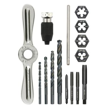 Milwaukee SAE Tap and Die 15pc Set with Hex-LOK 2-in-1 Handle