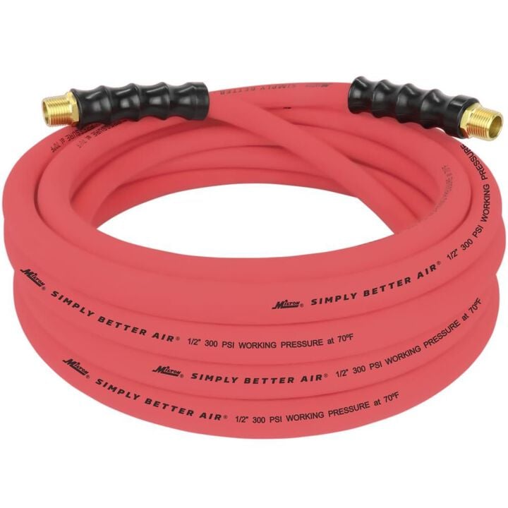 Milton ULR 1/2in ID x 25' (1/2in MNPT) Ultra Lightweight Rubber Air Hose for Extreme Environments