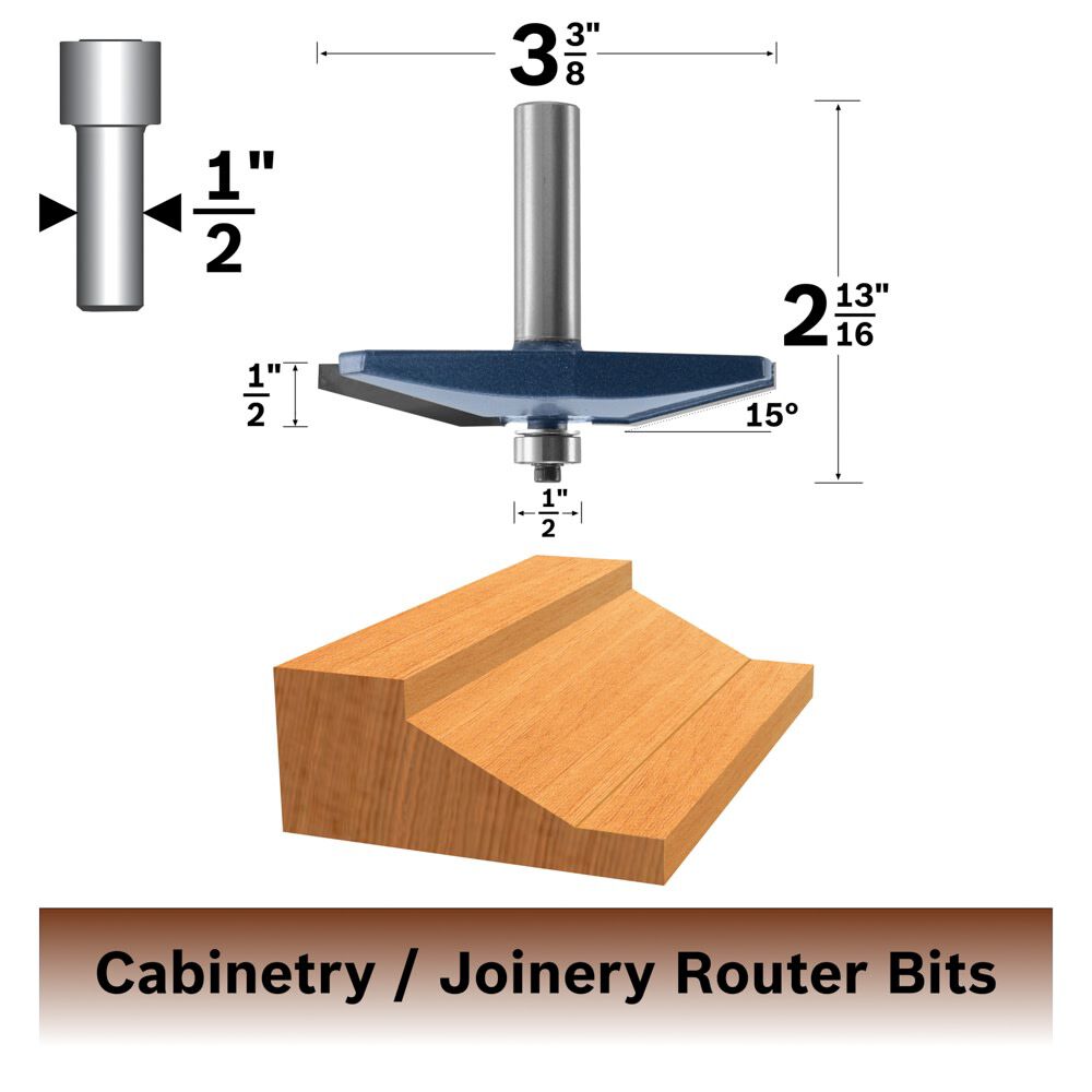 Bosch 3 3/8in x 1/2in Carbide Tipped Traditional Raised Panel Bit, large image number 2