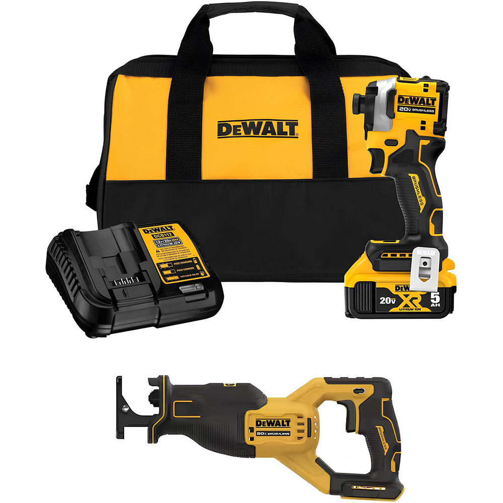 DEWALT 20V MAX 1/4in Impact Driver & Reciprocating Saw Combo Kit Bundle, large image number 1