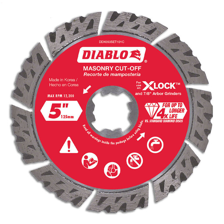 Diablo Tools X-LOCK 5 Inch Segmented Turbo Rim Diamond Cut-Off Disc for Masonry