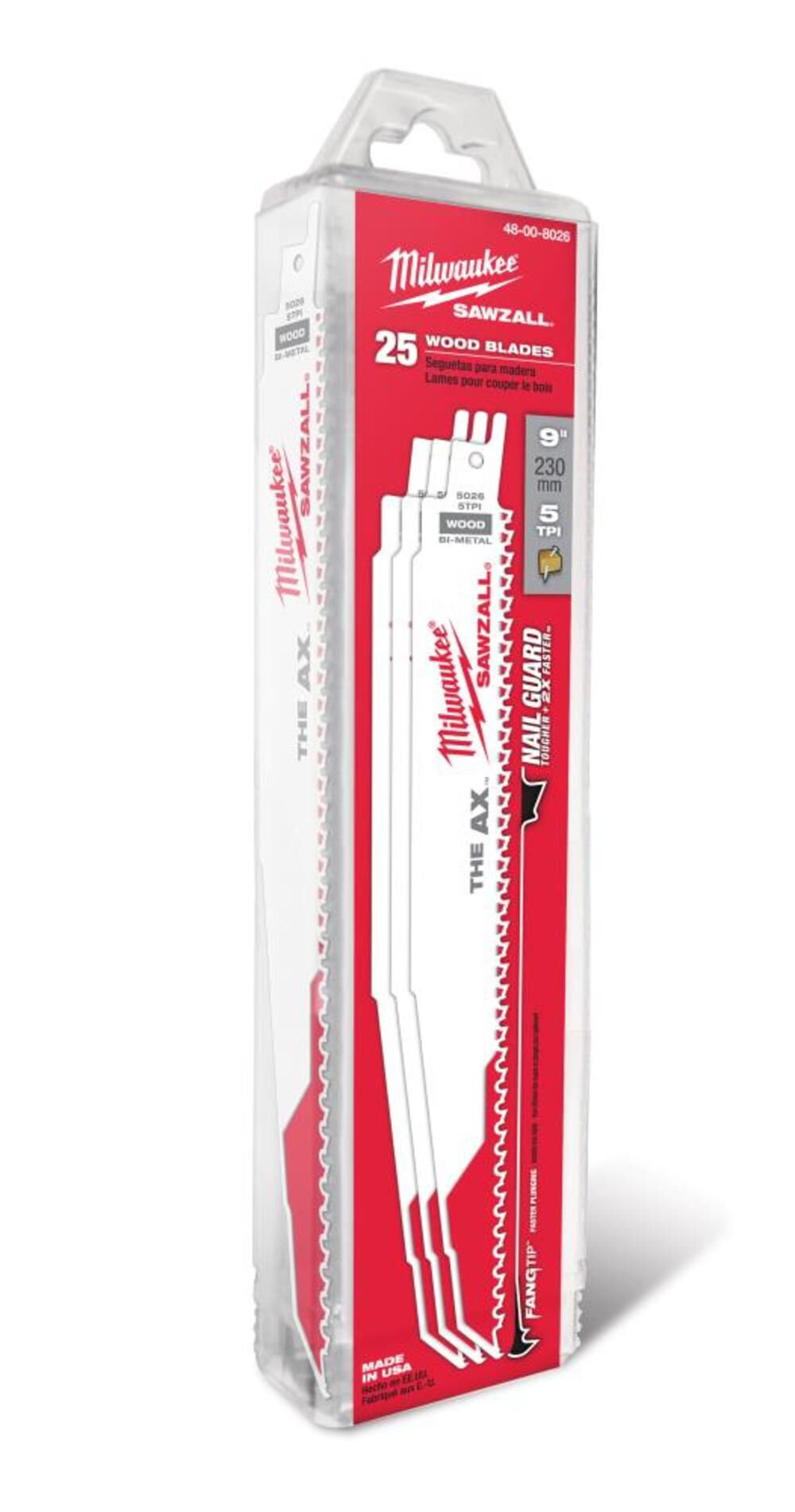 Milwaukee 9 In. 5/8 TPI White Bi-Metal Reciprocating Saw Blade 25Ct, large image number 13