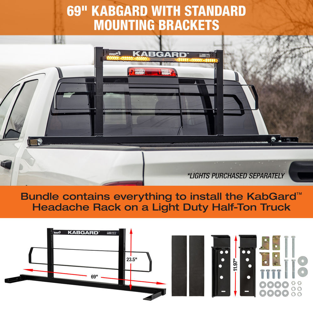 Buyers Products Company 69 Inch KabgardHeavy-Duty Steel Pickup Truck Headache Rack Bundle with Standard Mounting Brackets, large image number 6