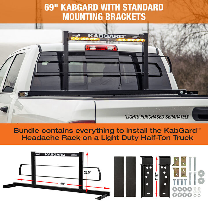 Buyers Products Company 69 Inch KabgardHeavy-Duty Steel Pickup Truck Headache Rack Bundle with Standard Mounting Brackets, large image number 5