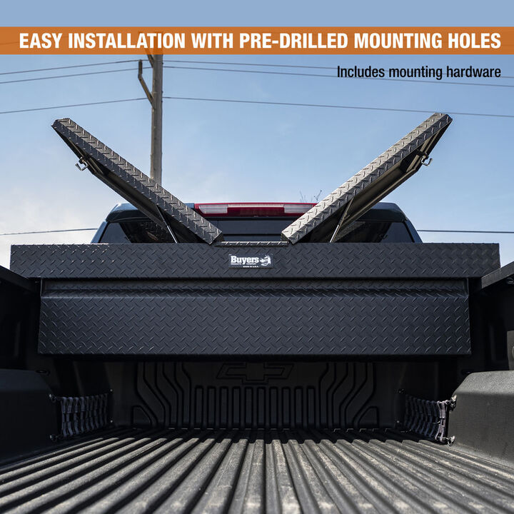 Buyers Products Company 18x20x71 Inch Textured Matte Black Diamond Tread Aluminum Gull Wing Truck Box, large image number 6
