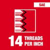 Milwaukee 7/16 in -14 NC 1-Inch Hex Threading Die, small image number 2