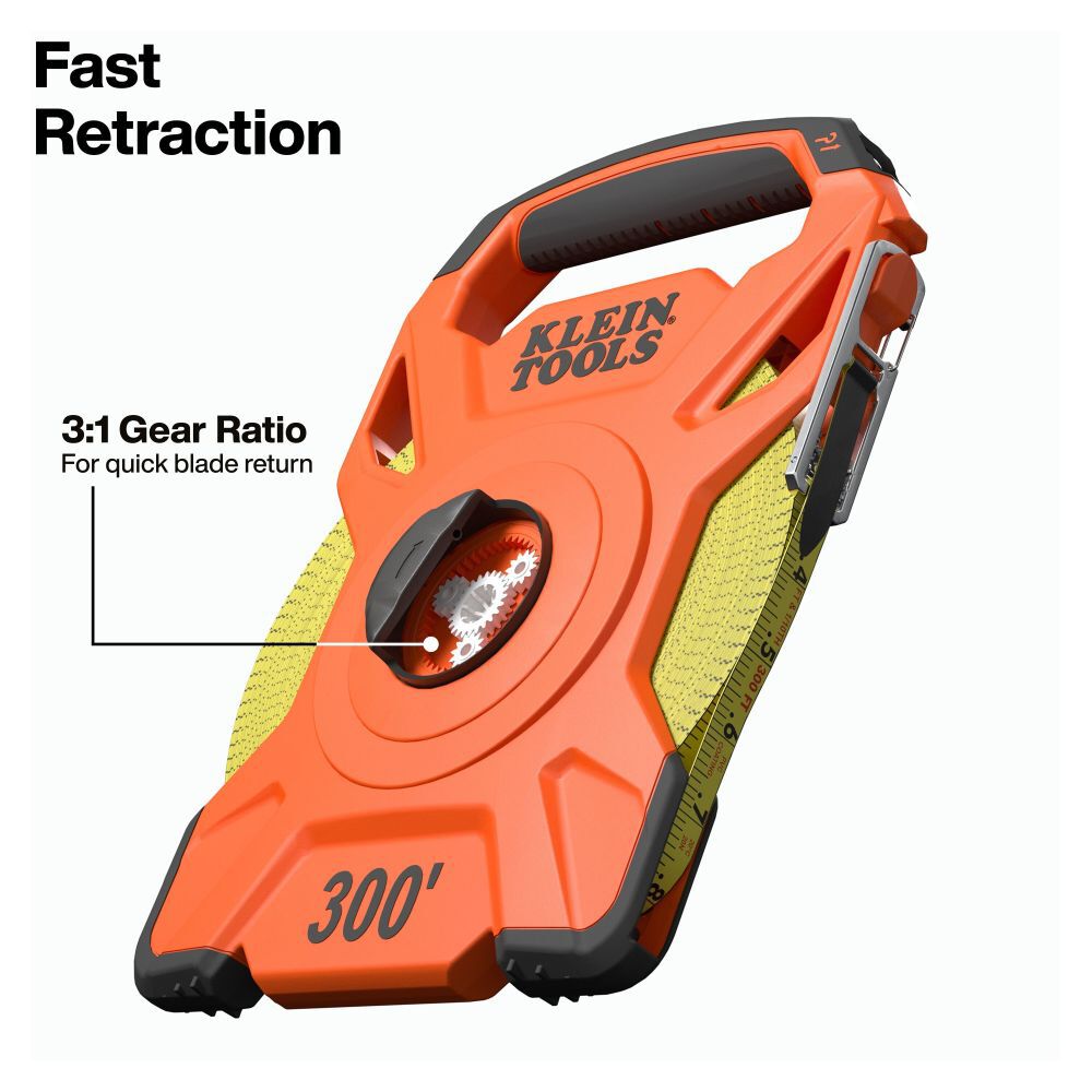 Klein Tools 300-Foot Open Reel Tape Measure with Single Hook and Carabiner, large image number 4