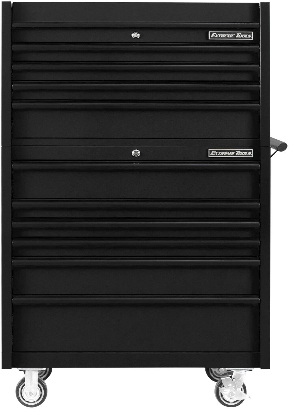 Extreme Tools DX Series 41 Inch W x 25 Inch D 4 Drawer Top Chest & 6 Drawer Roller Cabinet Combo Matte Black with Black Trim, large image number 1