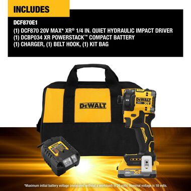 DEWALT 20V MAX XR 1/4 Inch Quiet Hydraulic Impact Driver Kit, large image number 2