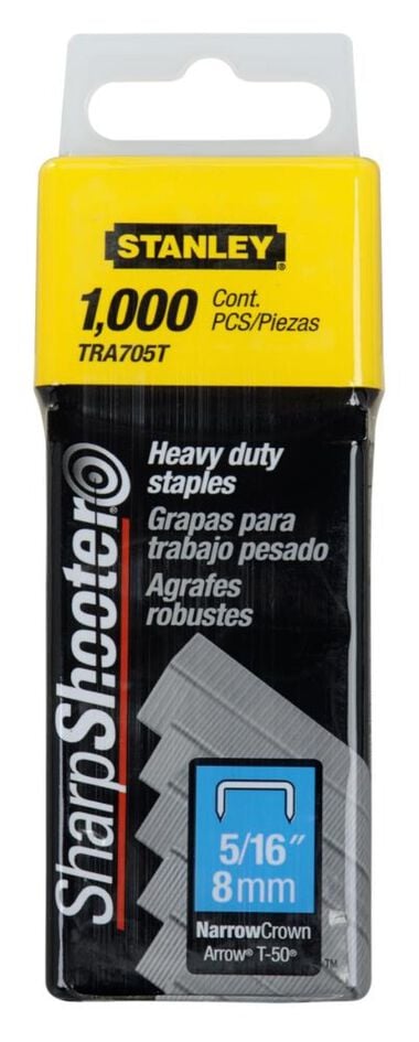 Stanley Heavy Duty Narrow Crown Staples 5/16 In. to 1000 Pack, large image number 0