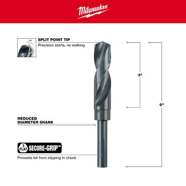 Milwaukee 27/32 in. S&D Black Oxide Drill Bit, large image number 2