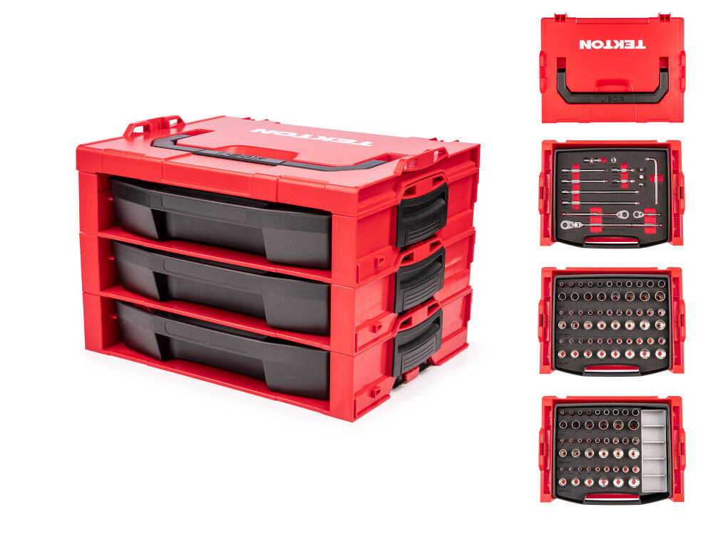 Tekton 3/8 Inch 12 Point Socket and Ratchet Set, Stacking, 117 Pieces - SKT16303