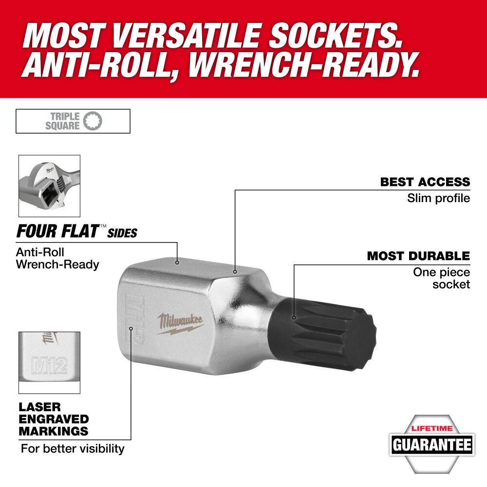 Milwaukee 3/8 Inch Drive 10mm Triple Square Bit Socket, large image number 2