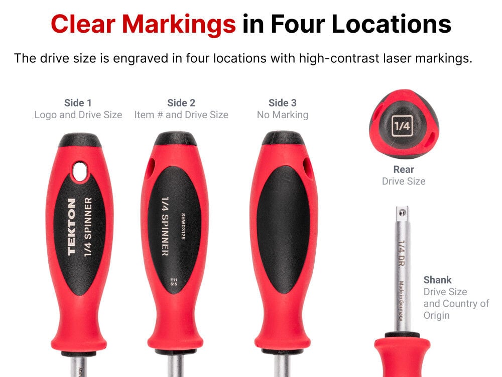 Tekton 1/4 Inch Drive x 6.7 Inch Spinner Handle, 2.5 Inch Shank, large image number 4