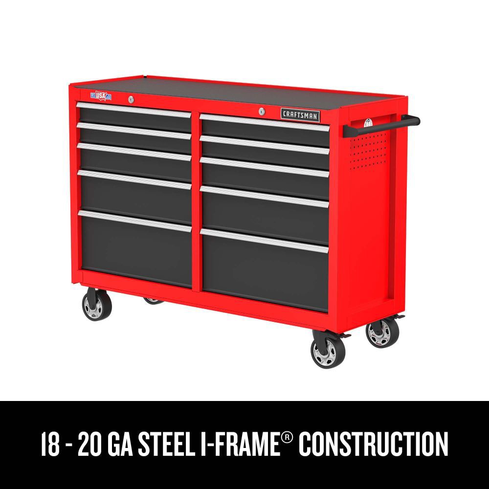 CRAFTSMAN S2000 52 Inch 10-Drawer Rolling Tool Cabinet, Red, large image number 7