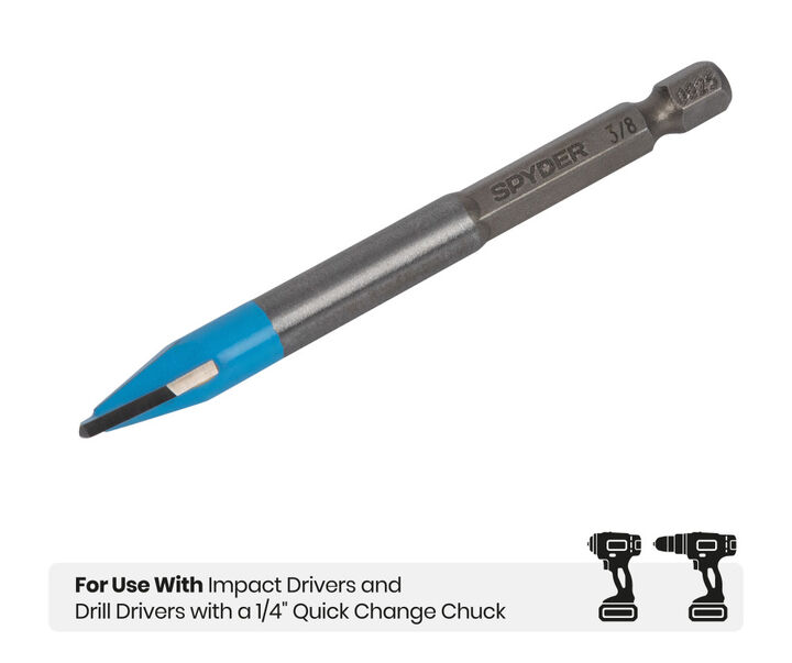 Spyder 3/8 Inch x 3.5 Inch Tile & Glass Drill Bit, Carbide-Tipped, large image number 6
