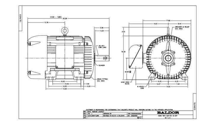 Baldor-Reliance General Purpose Motor 40HP 1775RPM 3PH 60HZ 324T 1254M TEFC F1, large image number 1