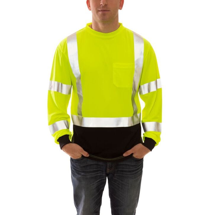 Tingley Job Sight Class 3 Black Front T-Shirt Long Sleeve Hi-Vis XL