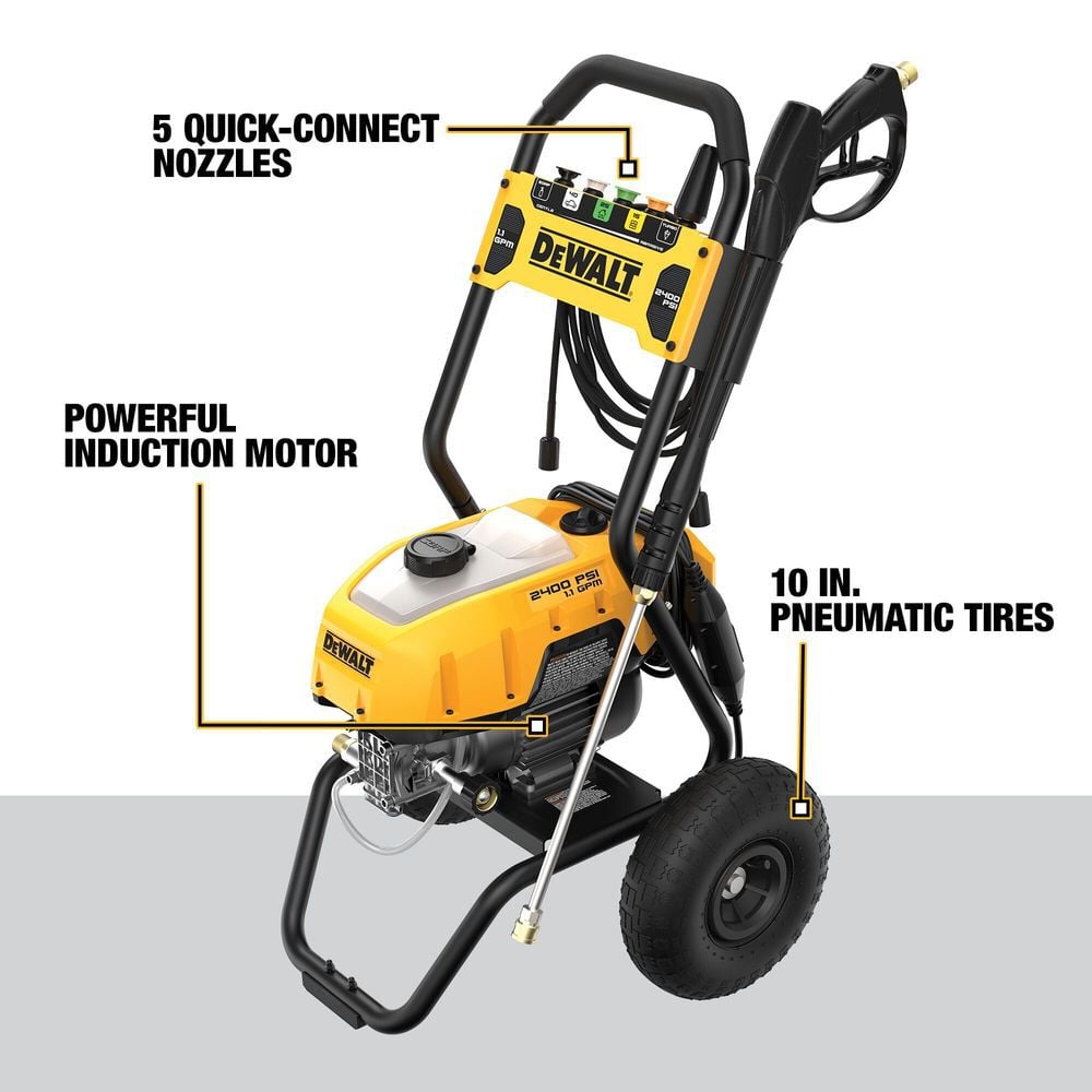 DEWALT 2400 PSI 1.1 GPM Electric Cold Water Pressure Washer with 5 Spray Nozzles, large image number 3