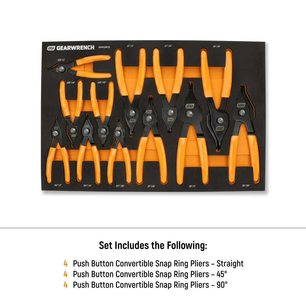 GEARWRENCH Push Button Convertible Snap Ring Pliers Set, large image number 2