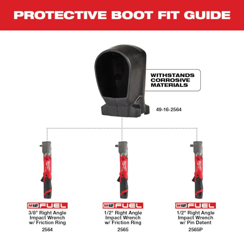 Milwaukee M12 FUEL Right Angle Impact Wrench Protective Boot 49162564 Acme Tools