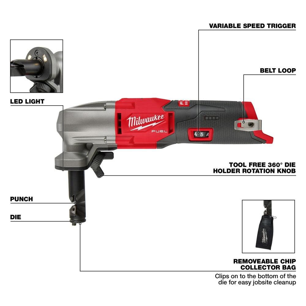Milwaukee M12 Nibbler 16 Gauge Bare Tool Die Die Holder Extension Punch Bundle 2476 20kit2 Sansujyuku sansujyuku.com