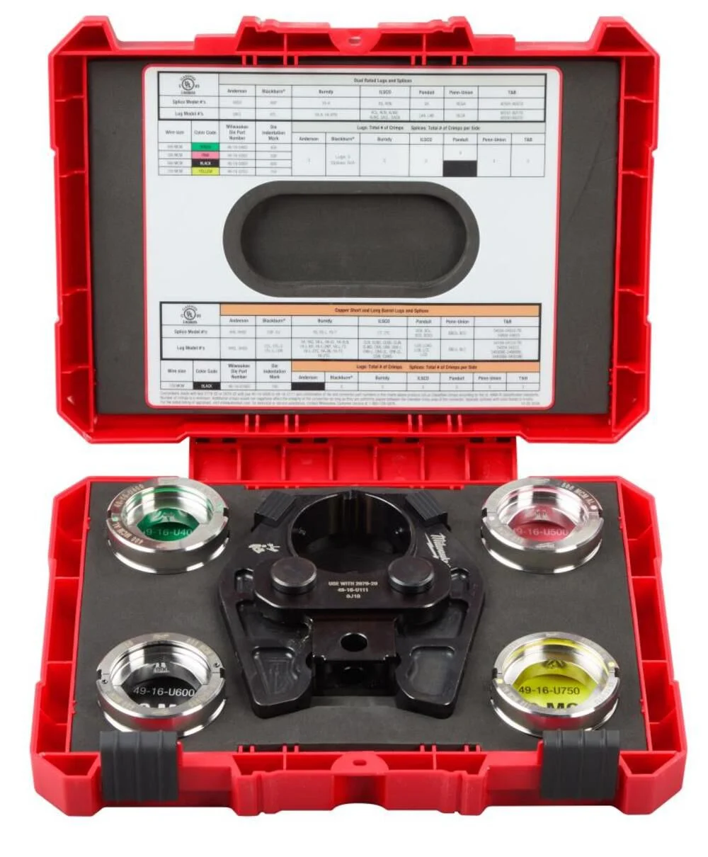 Milwaukee 750 MCM Cu/AL Crimping Jaw with 400-750 MCM AL 6T U Style Dies, large image number 1