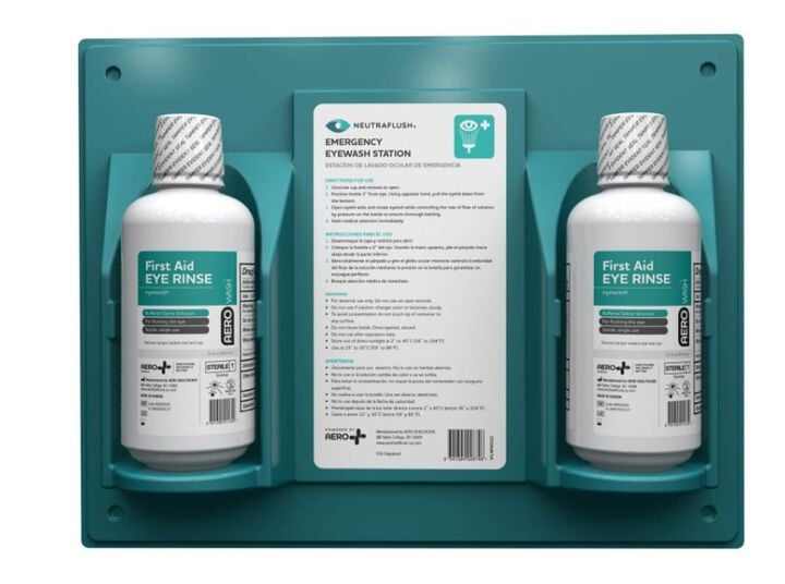 Aero Healthcare NeutraFlush Wall Station with 32 Oz Eye Rinse 2 Pieces