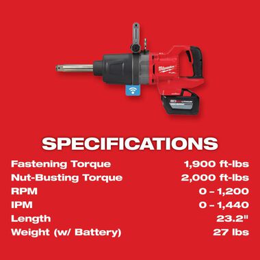 Milwaukee M18 FUEL 1inch D-Handle Ext Anvil High Torque Impact Wrench with ONE-KEY Kit, large image number 7