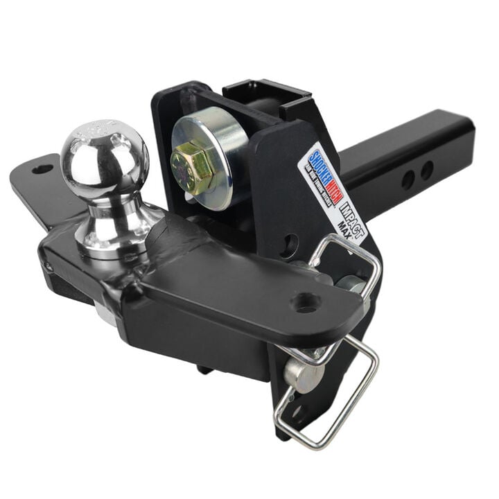 Shocker Hitch 20K Impact Max 2 Inch Cushion Hitch & Raised Sway Bar Tab Ball Mount 2 Inch Hitch Balls