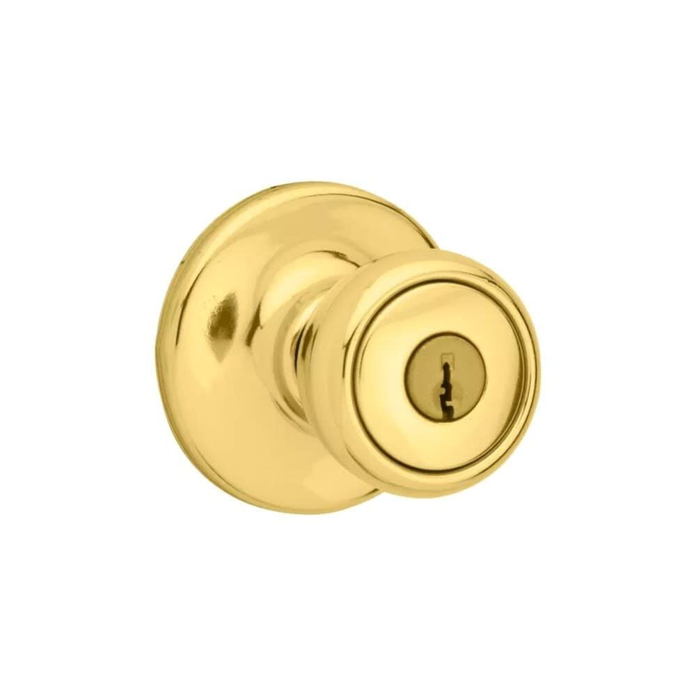 Kwikset Polished Brass Mobile Home Keyed Entry Lockset Knob – 94002-825